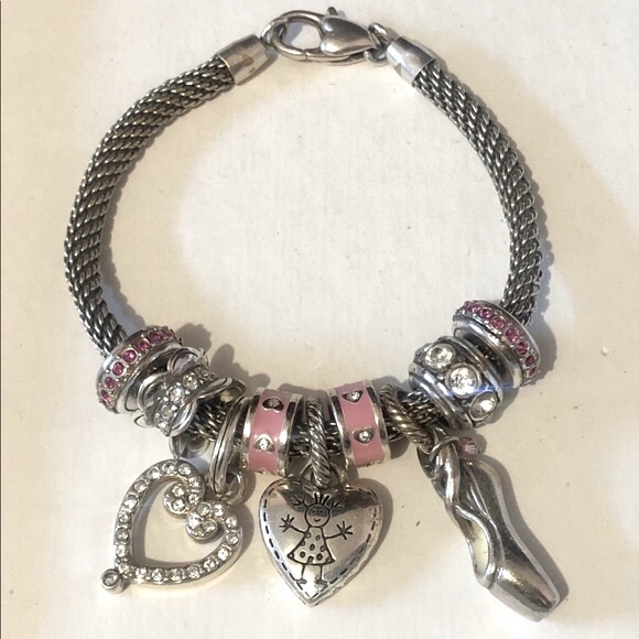 Brighton Glam Spacer bead in Silver with clear round crystals Retired - Picture 4 of 8